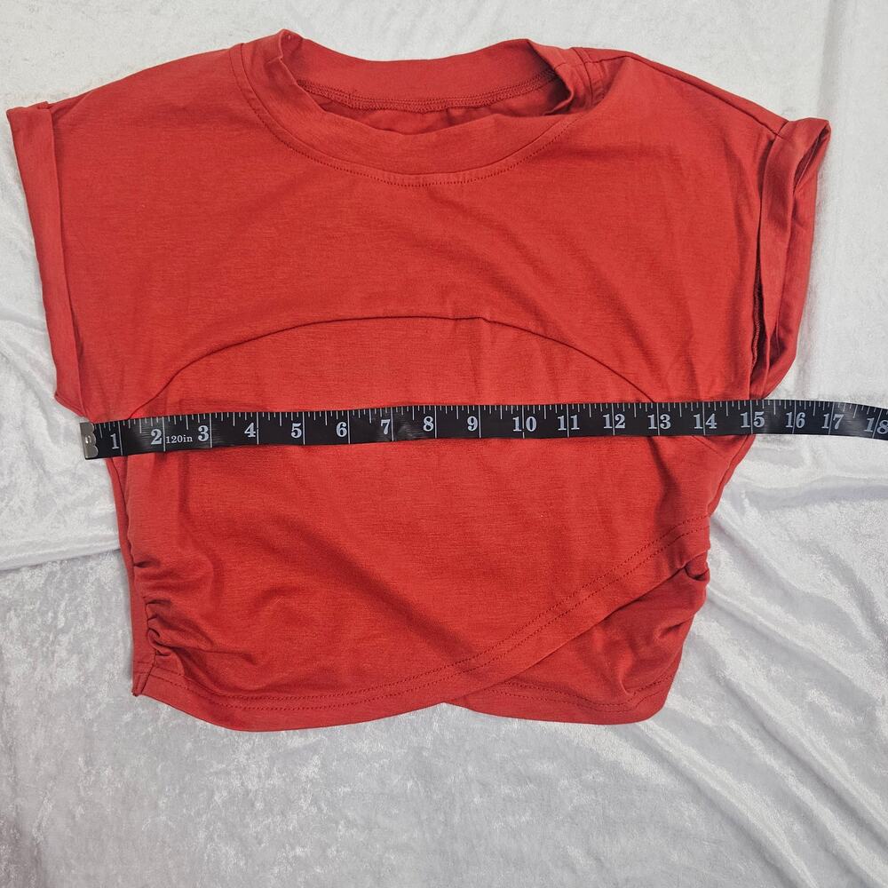 Cupshe Rust Orange Jersey Wide Leg Pants & Cropped Wrap Top Women's Size S NWT - Picture 12 of 16